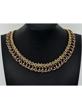 Artisan-Made Beaded Collar W/Rounded Fringe and 14K Gold-Filled Double "S" Clasp